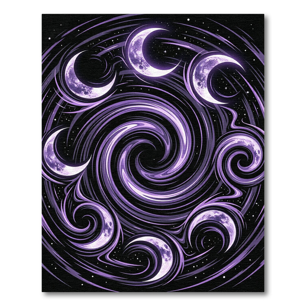 Celestial Crescent Moon Violet Swirl Rug