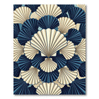 Navy and Cream Art Deco Seashell Rug
