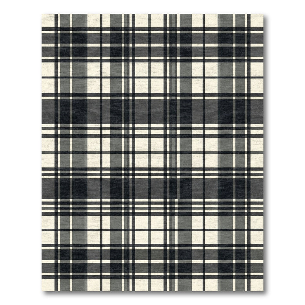 Monochrome Charcoal and Cream Plaid Rug