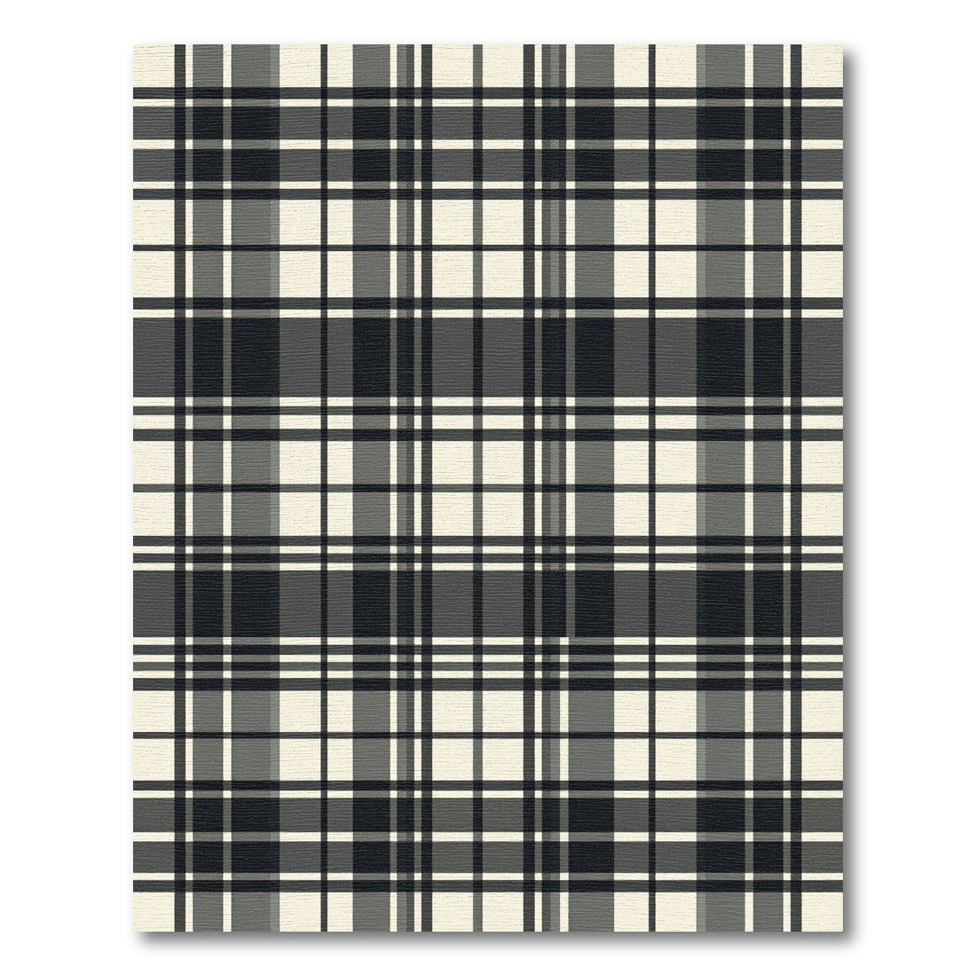 Monochrome Charcoal and Cream Plaid Rug