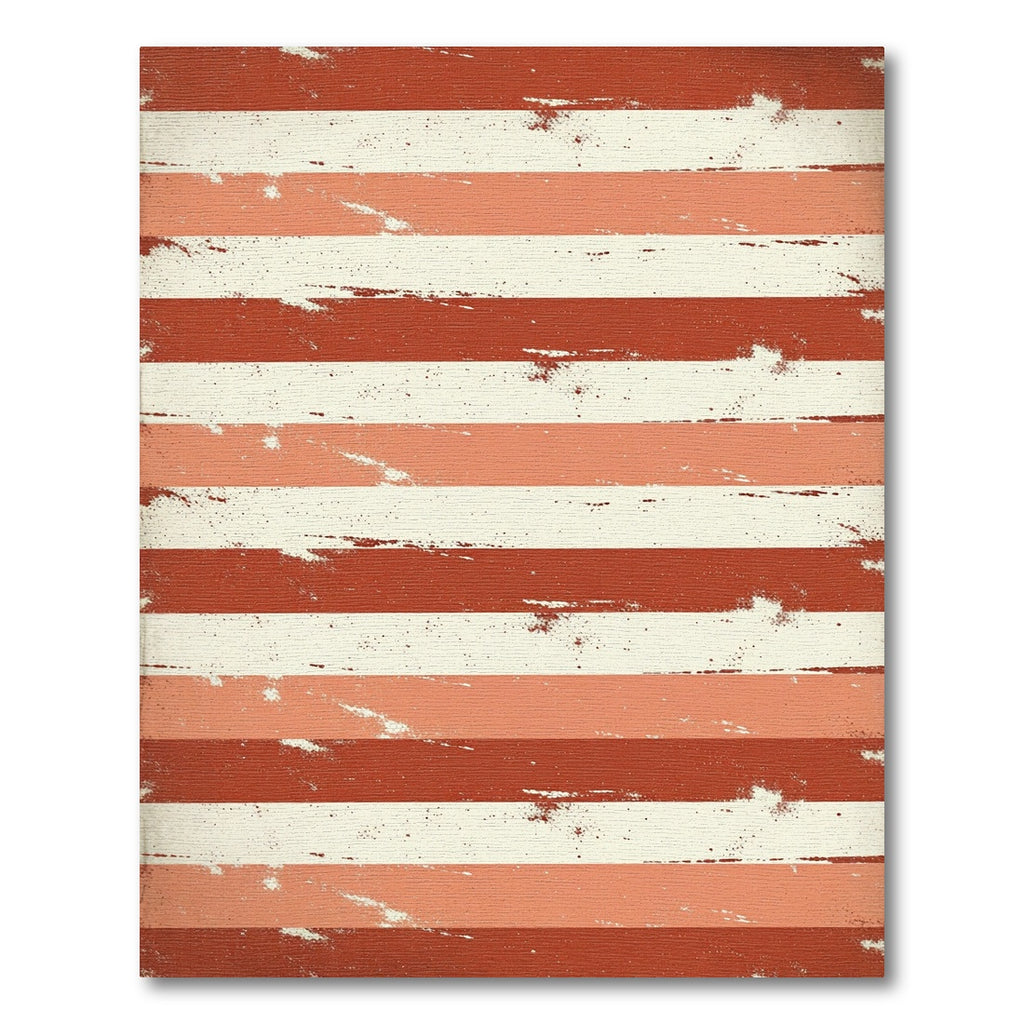 Distressed Burnt Orange and Cream Horizontal Stripe Rug