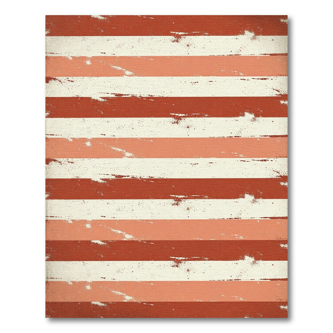 Distressed Burnt Orange and Cream Horizontal Stripe Rug