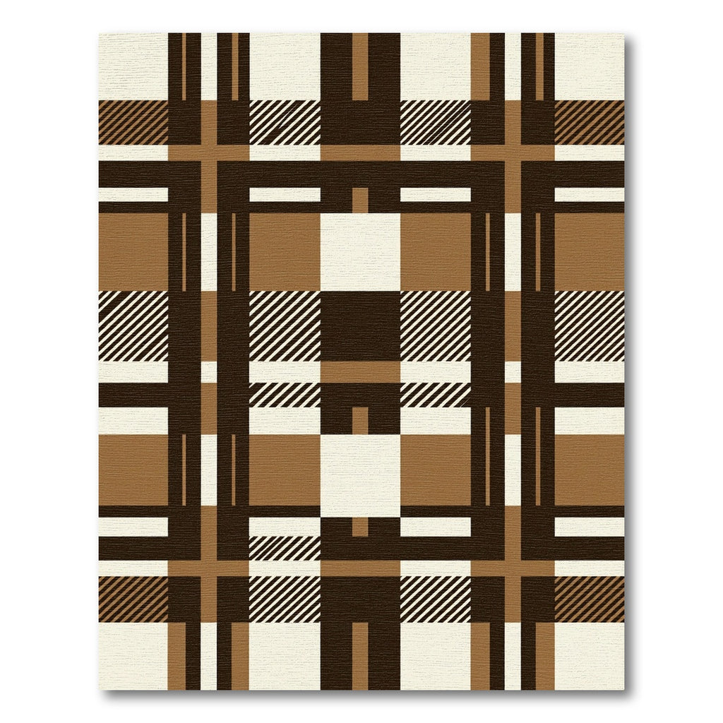Brown Tan White Plaid Checkered Rug