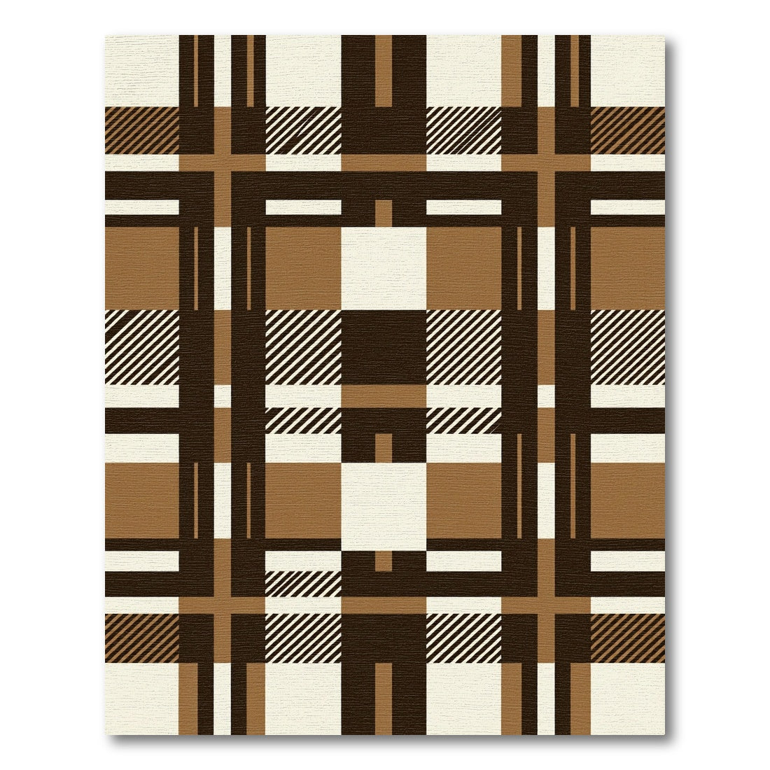 Brown Tan White Plaid Checkered Rug