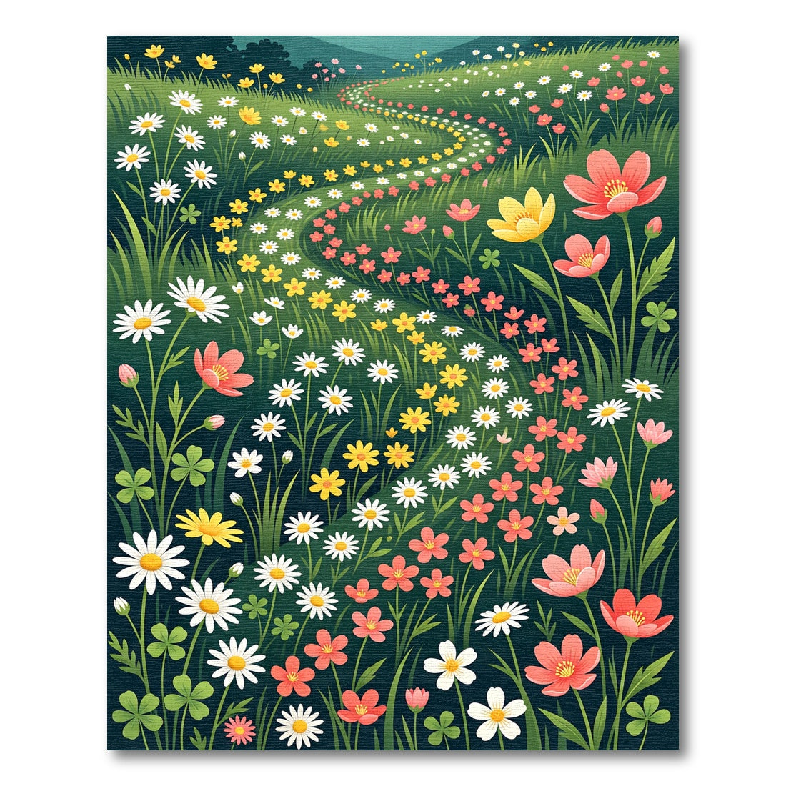 Whimsical Floral Meadow Path Rug