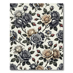 Elegant Noir and Cream Rose Bouquet Rug