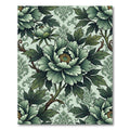 Sage Green Peony Floral Scroll Rug