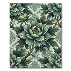 Sage Green Peony Floral Scroll Rug