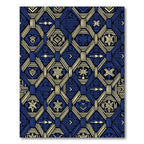 Navy and Gold Geometric Arrow Weave Rug