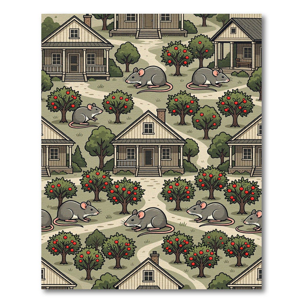 Whimsical Sage Mouse and Orchard Rug
