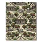 Whimsical Sage Mouse and Orchard Rug