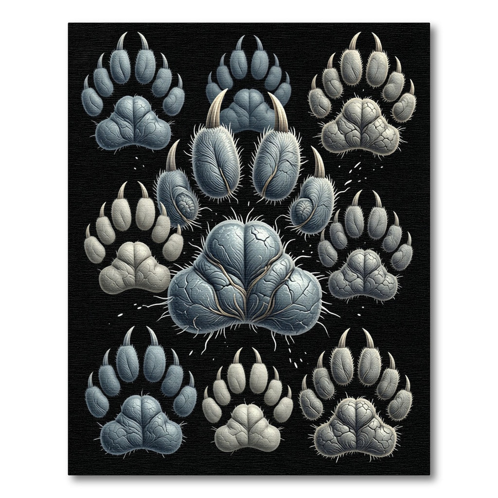 Monochromatic Gray Claw Impression Arrangement Rug