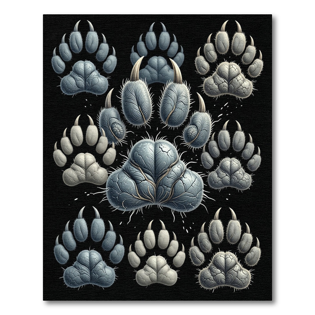 Monochromatic Gray Claw Impression Arrangement Rug