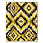 Bold Yellow Black Geometric Ikat Diamond Rug