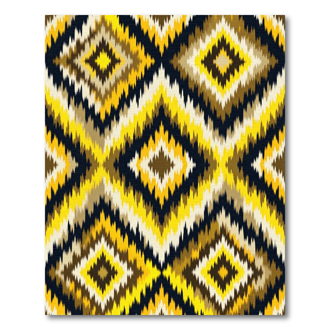 Bold Yellow Black Geometric Ikat Diamond Rug