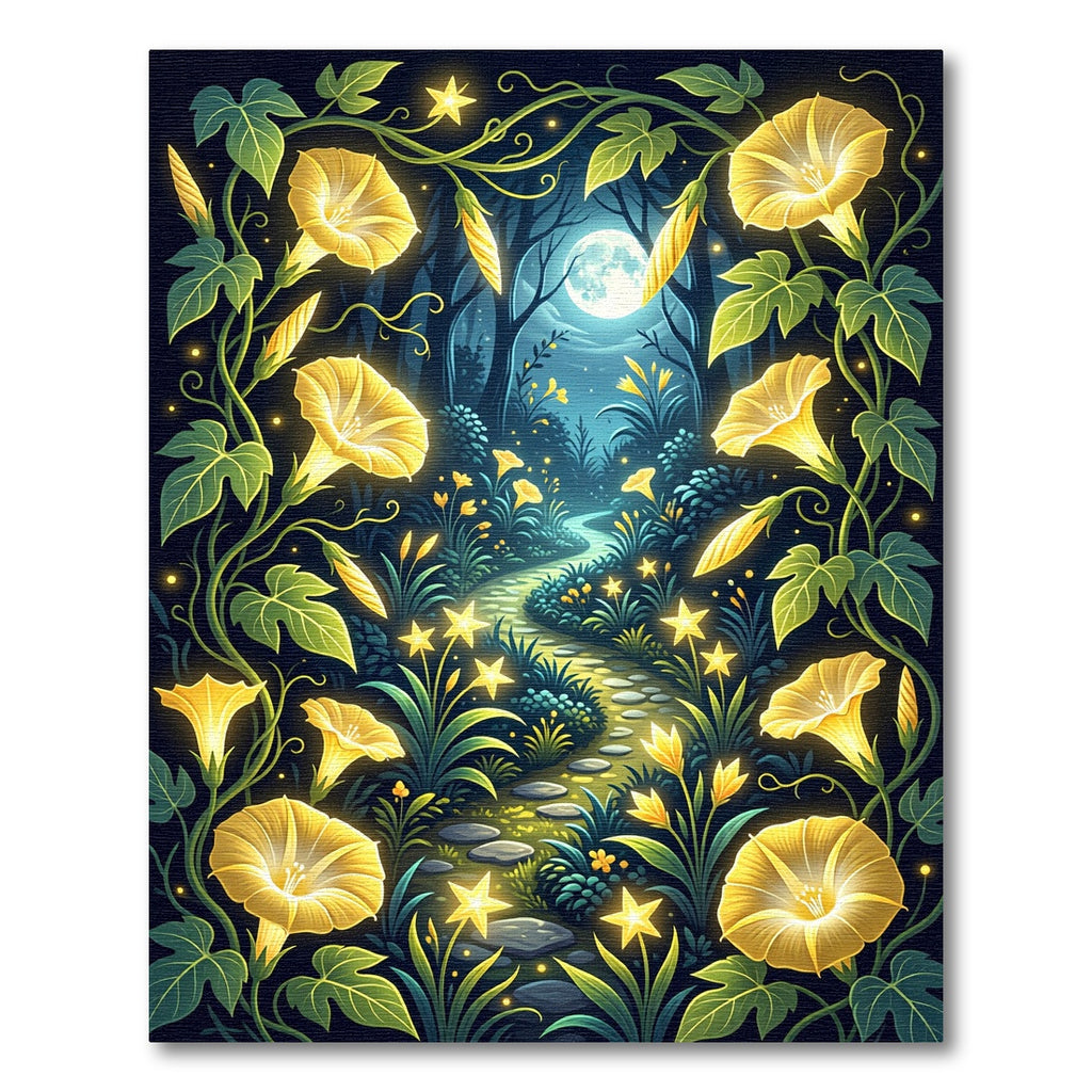 Luminous Golden Nocturnal Meadow Floral Rug