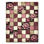 Pink Crimson Peony Tile Arrangement Rug