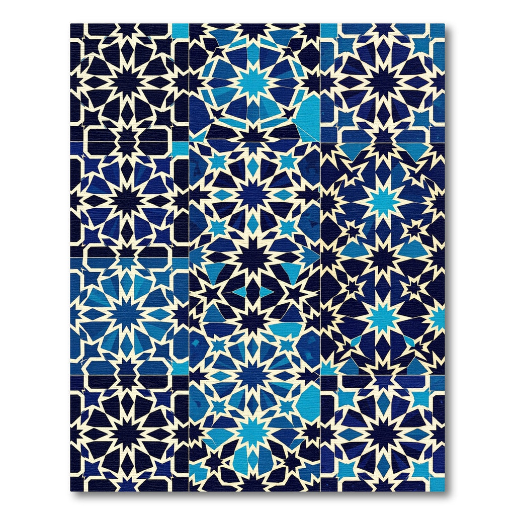 Navy Blue Starburst Geometric Medallion Rug