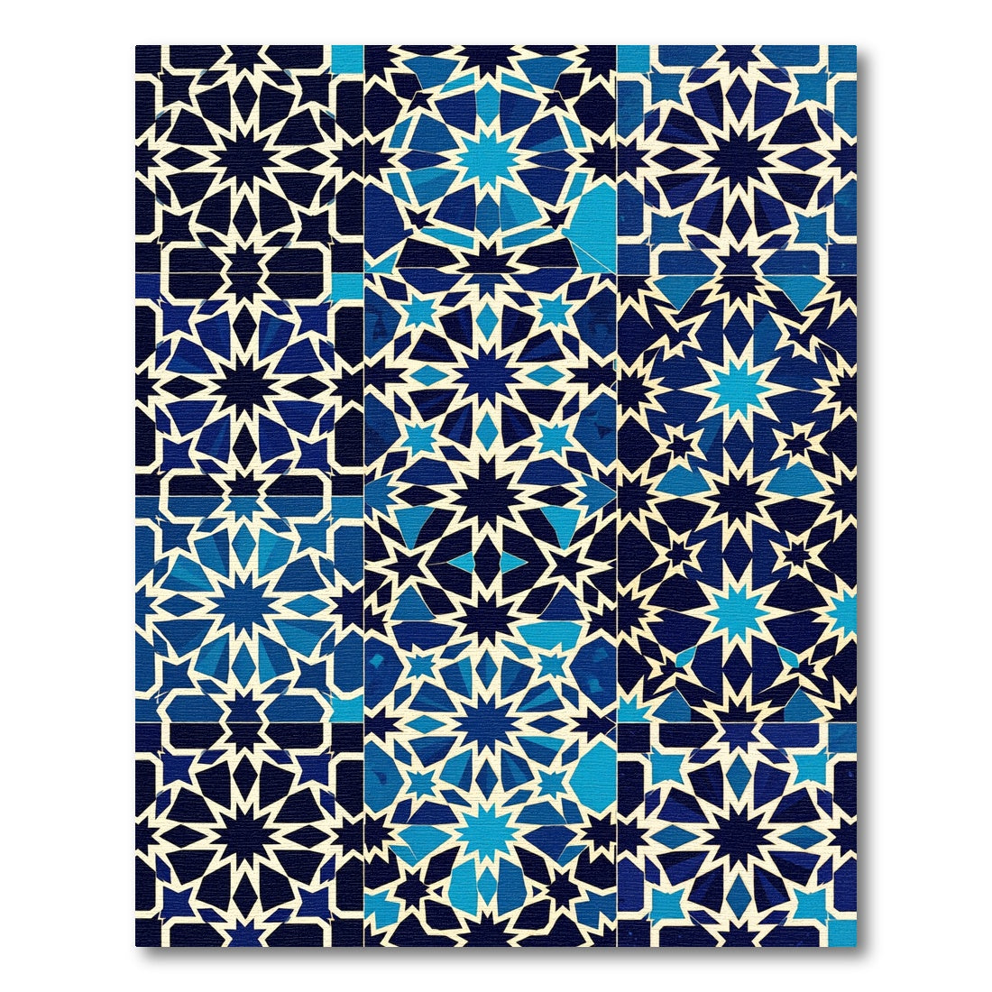 Navy Blue Starburst Geometric Medallion Rug