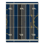 Navy Blue Striped Grid Sports Field Rug
