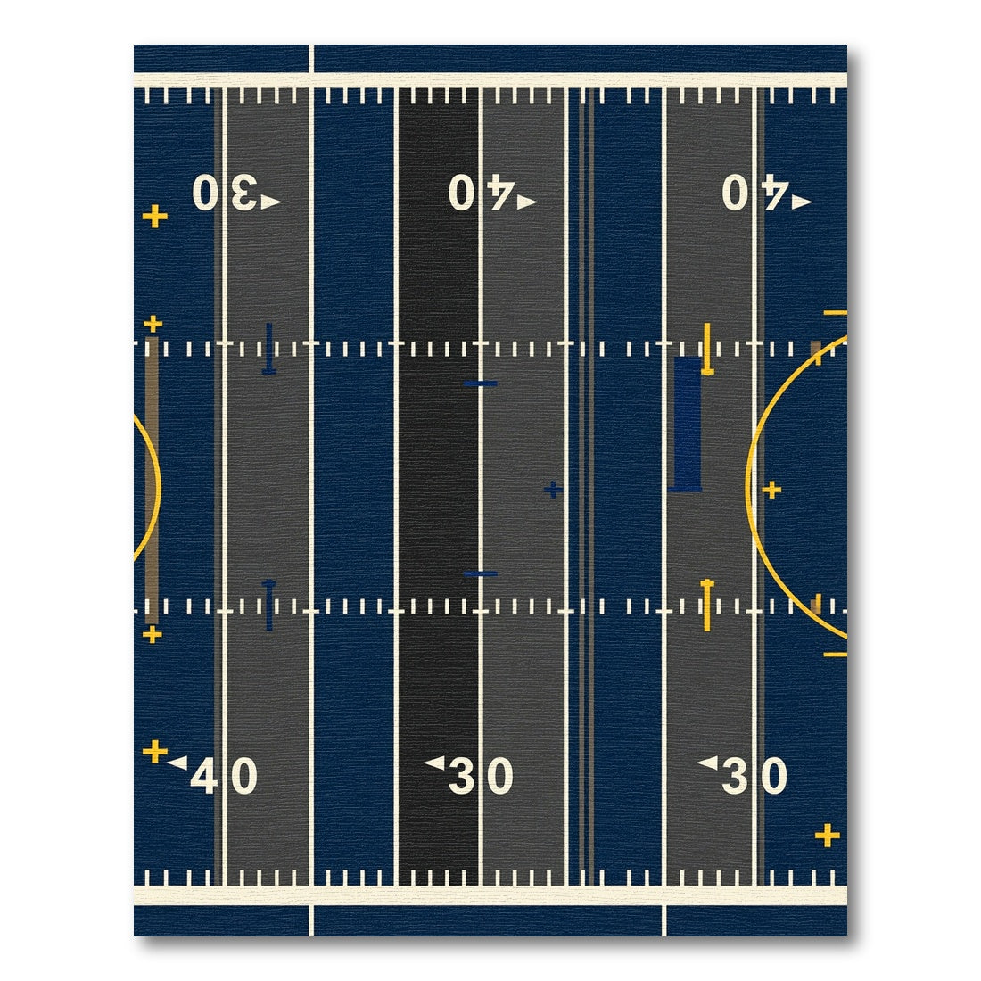 Navy Blue Striped Grid Sports Field Rug
