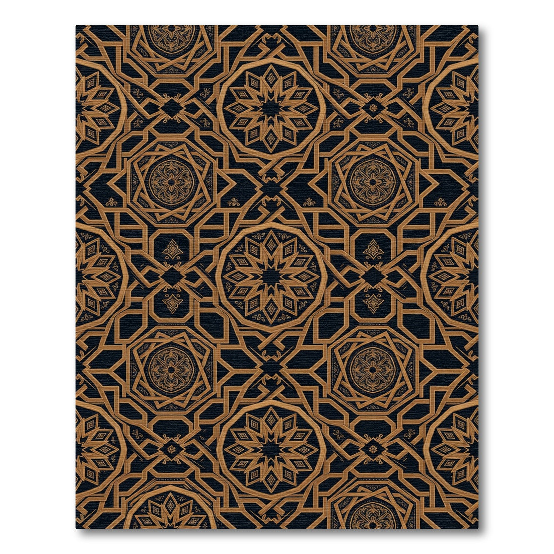 Gold Geometric Octagon Dark Luxury Rug