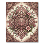 Ornate Rose Pink Floral Medallion Rug