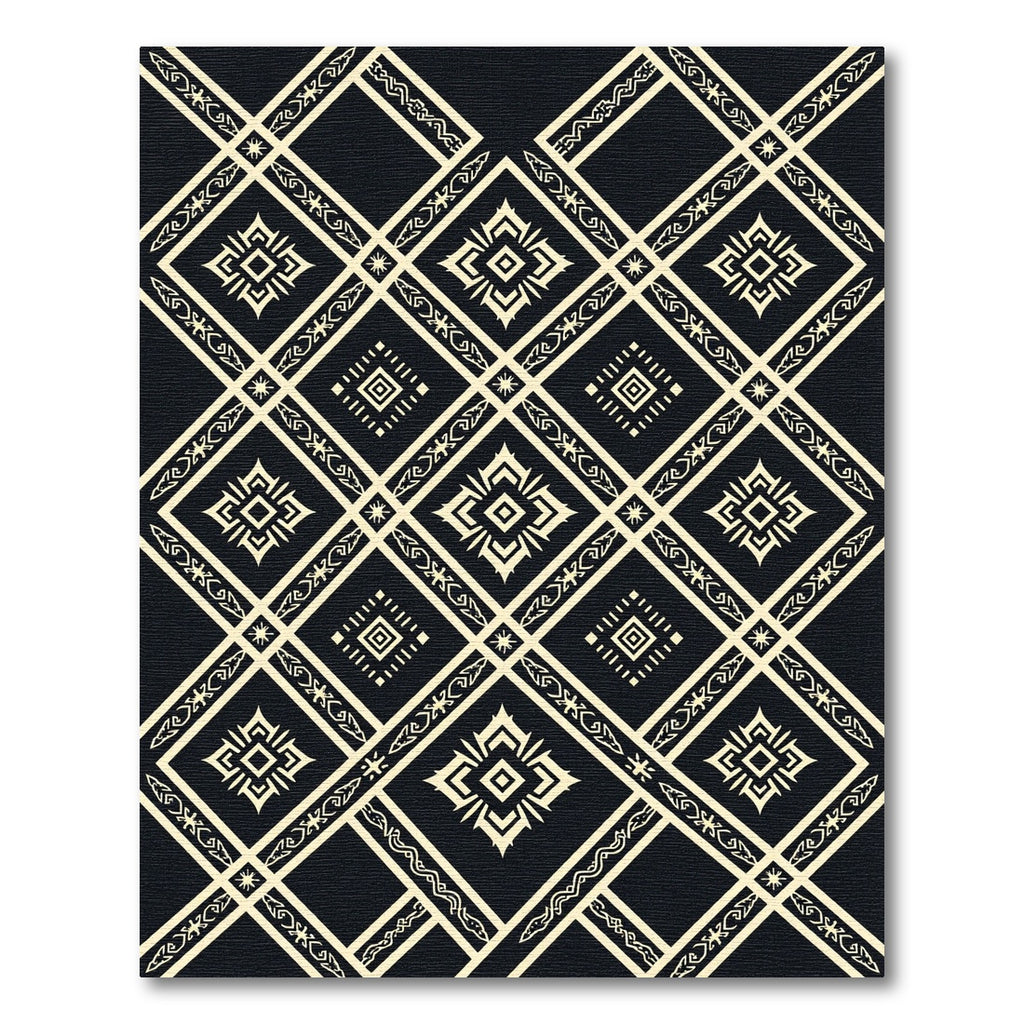Gold Geometric Ethnic Diamond Ink Backdrop Rug