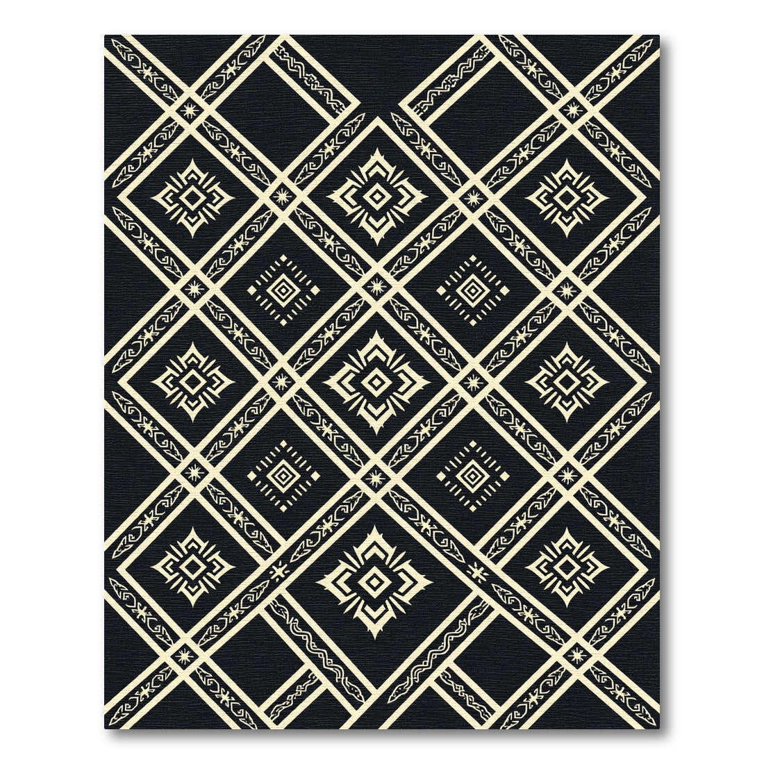 Gold Geometric Ethnic Diamond Ink Backdrop Rug