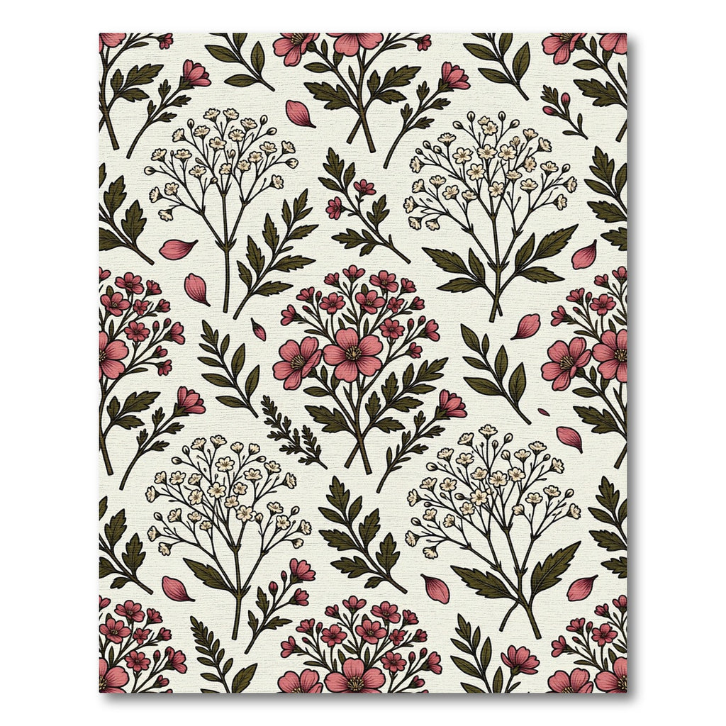 Vintage Pink Floral Botanical Meadow Rug