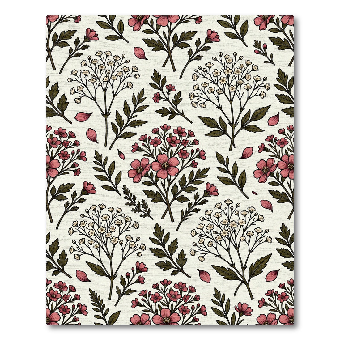 Vintage Pink Floral Botanical Meadow Rug