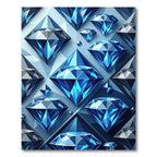 Geometric Sapphire Faceted Gemstone Art Rug