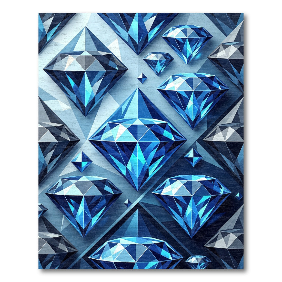 Geometric Sapphire Faceted Gemstone Art Rug