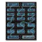 Neon Musical Harmonica Orchestral Grid Rug