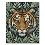 Fierce Tiger Orange Jungle Foliage Rug