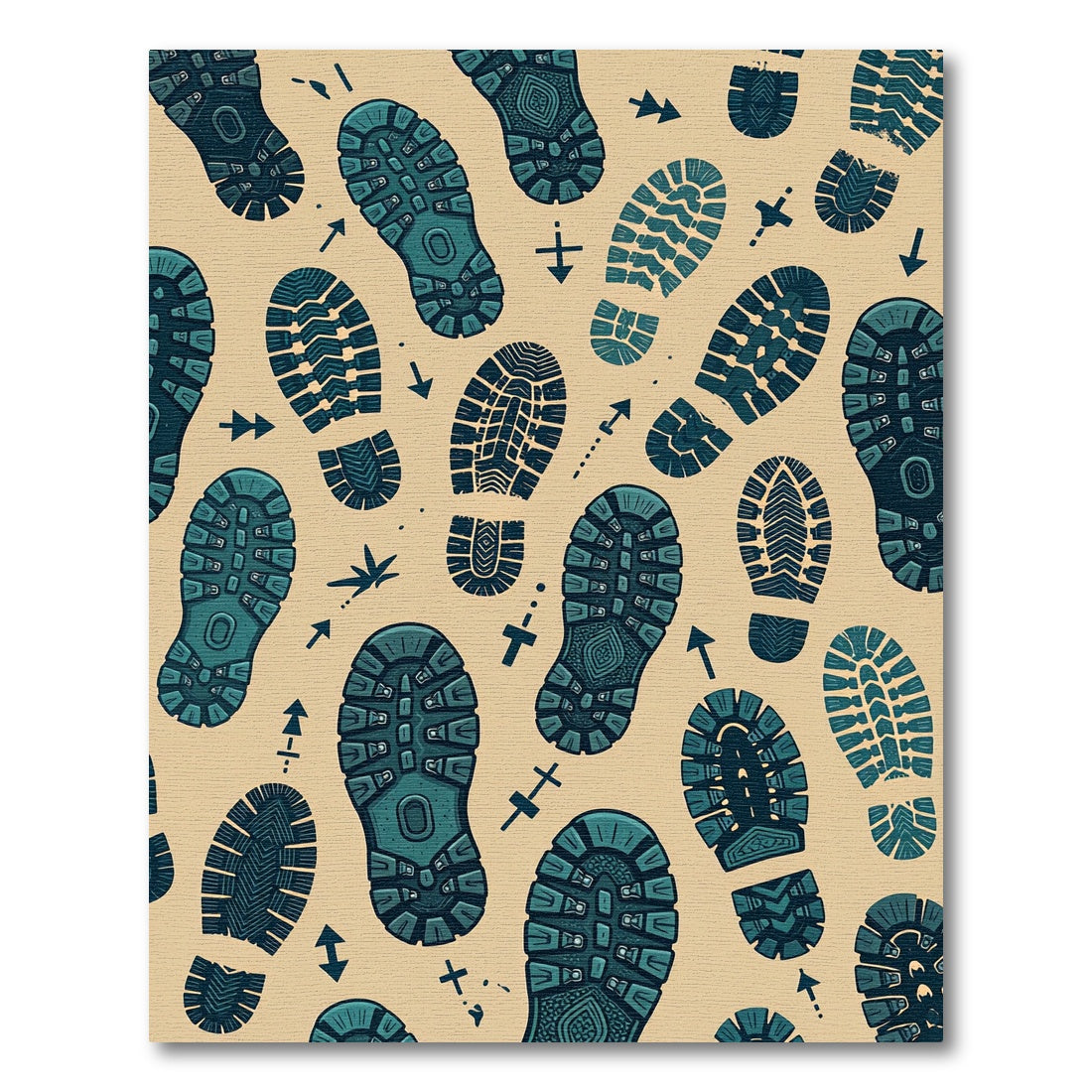 Adventure Wanderlust Earthy Tone Footprint Rug