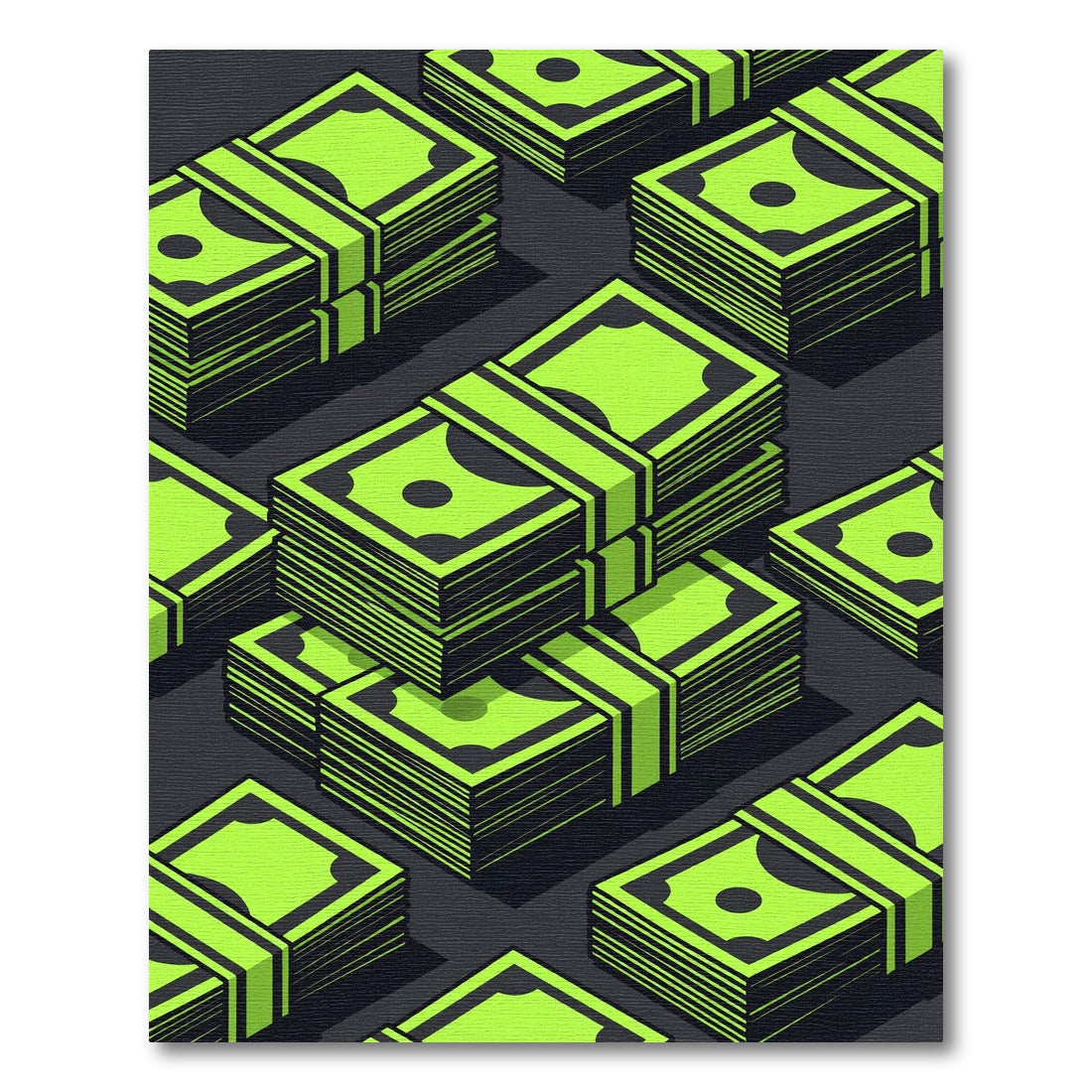 Neon Currency Stack Isometric Pop Rug