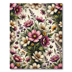 Elegant Pink Cosmos Botanical Floral Rug