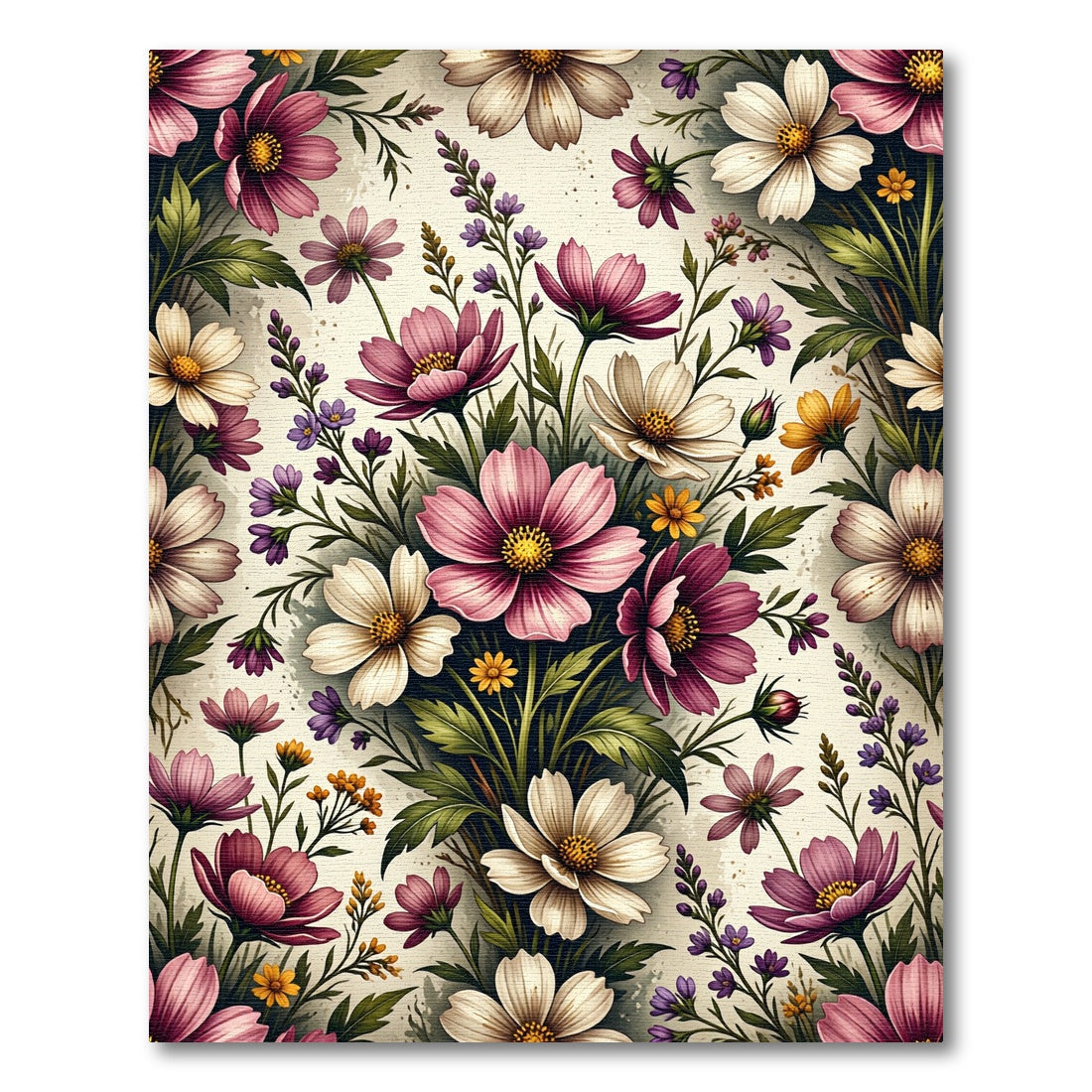 Elegant Pink Cosmos Botanical Floral Rug