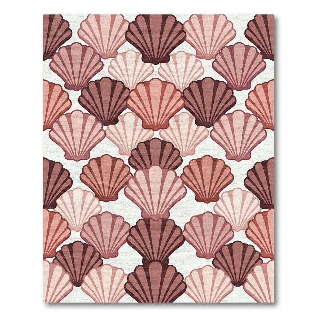 Scalloped Blush and Terracotta Shell Grid Rug