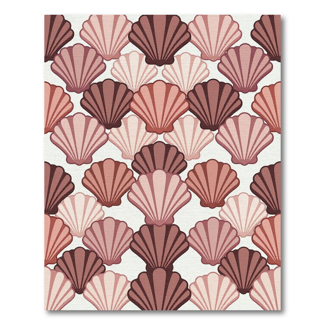 Scalloped Blush and Terracotta Shell Grid Rug