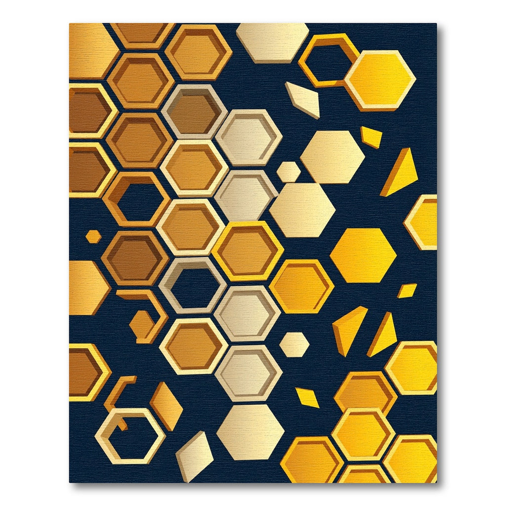 Modern Golden Geometric Honeycomb Abstract Rug