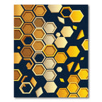 Modern Golden Geometric Honeycomb Abstract Rug