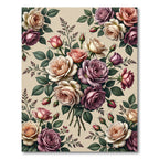 Vintage Rose Bouquet Cream Background Rug