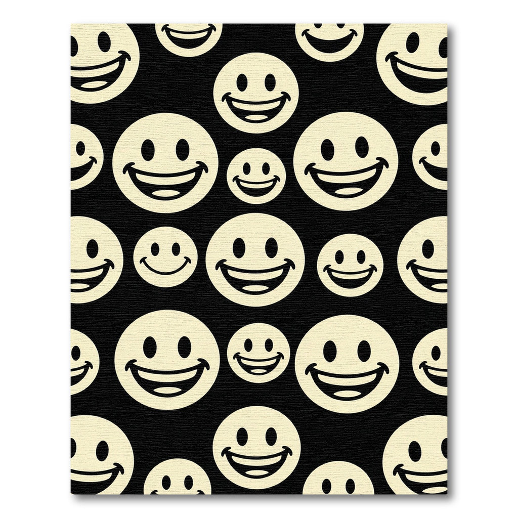 Bold Monochrome Smiling Faces Graphic Rug