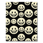 Bold Monochrome Smiling Faces Graphic Rug