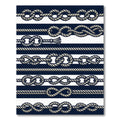 Nautical Navy White Rope Knot Border Rug