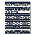 Nautical Navy White Rope Knot Border Rug