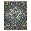 Ornate Blue Damask Vintage Scroll Rug