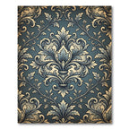 Ornate Blue Damask Vintage Scroll Rug